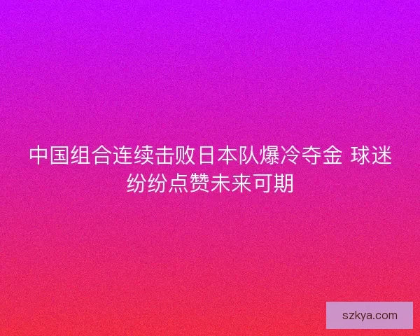 中国组合连续击败日本队爆冷夺金 球迷纷纷点赞未来可期